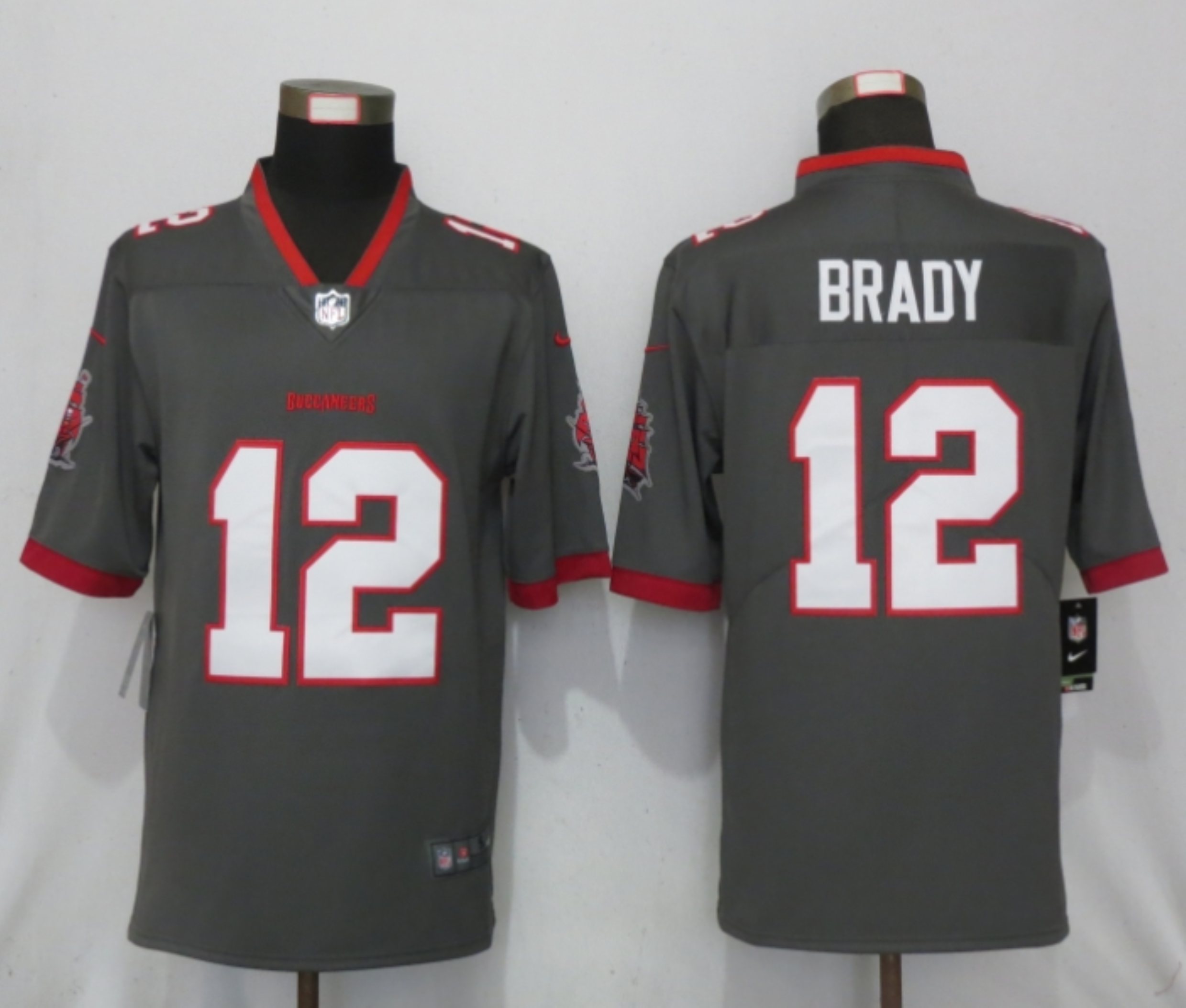 Men New Nike Tampa Bay Buccaneers 12 Brady Nike Pewter Alternate Vapor Limited Jersey